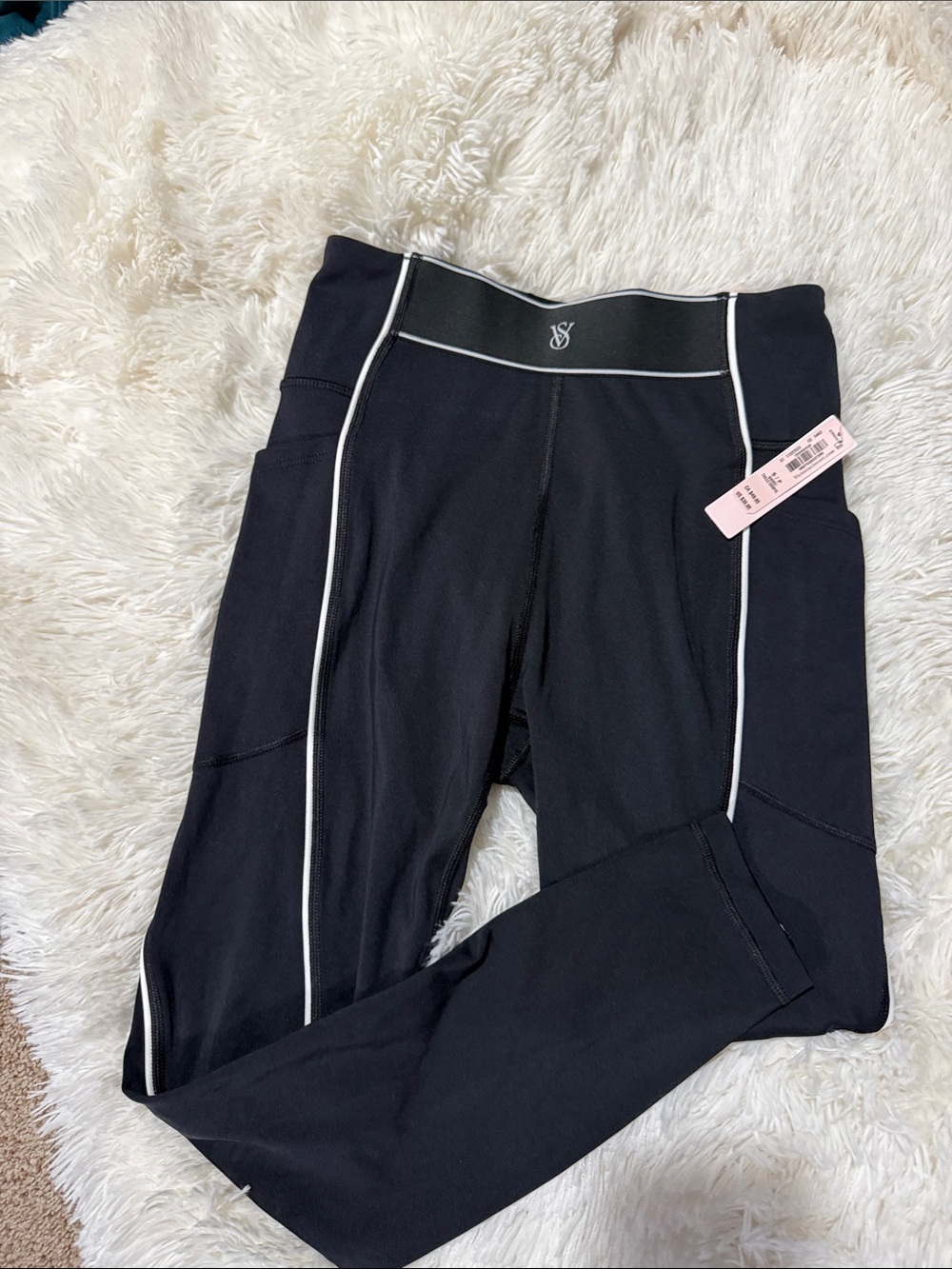 Victoria's Secret Black Leggings with White Piping